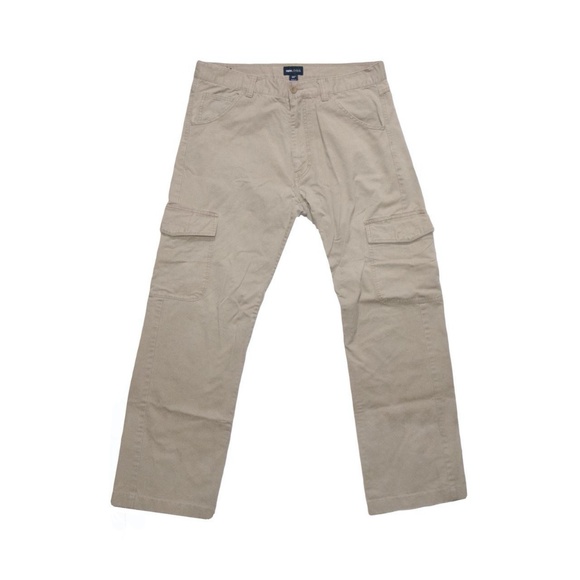 H&M Logg Beige Cargo Utility Pants Baggy Zipper Fly - Picture 1 of 4